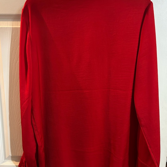Banana Republic Red Blouse with Elegant V-Neck and Full Sleeves - Picture 2 of 3